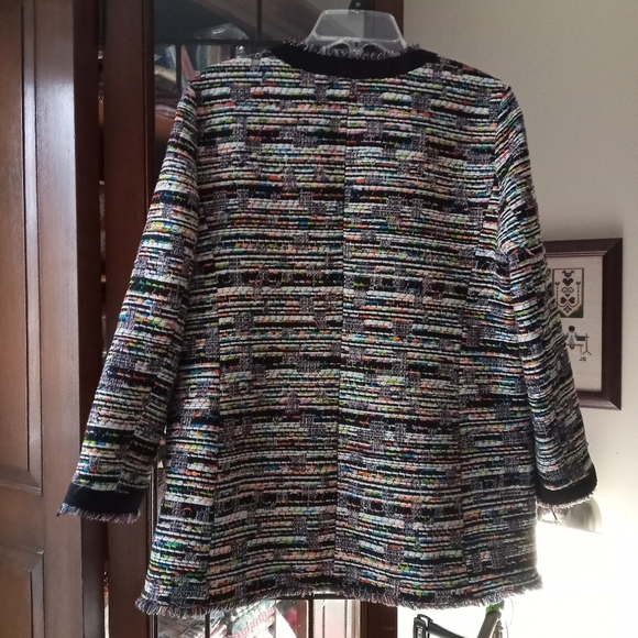 Ann Taylor Textured Mixed Tweed Zip Pocket Jacket In Black Multi Color s… - Picture 3 of 14
